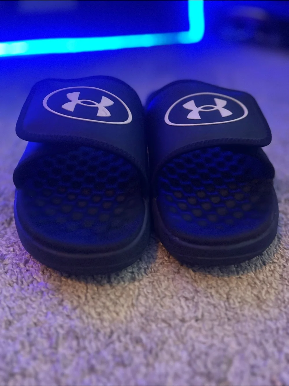 Under Armour Black and White Adjustable Slide Sandals
